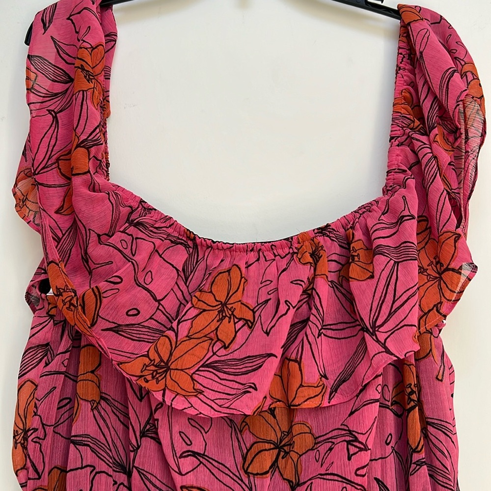 DR2 Pink Floral Off Shoulder Long Dress NWT XL